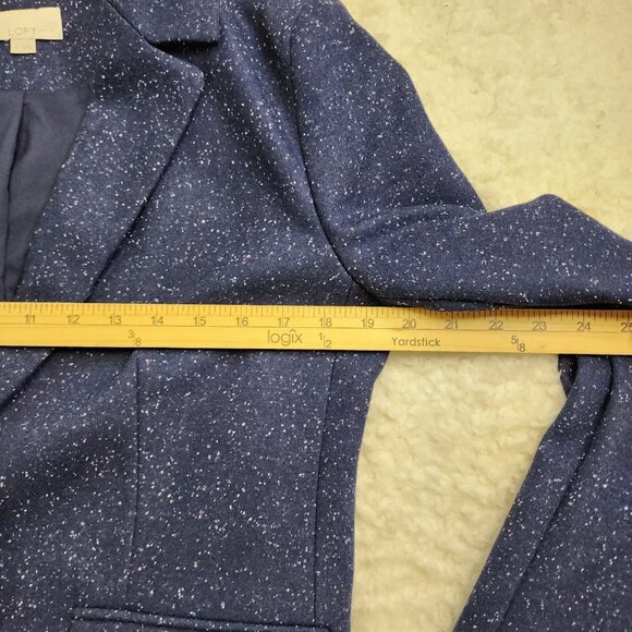 Loft Blazer Jacket 8 Speckled Navy Blue Academia Office Lined Preppy Old Money - Picture 4 of 10